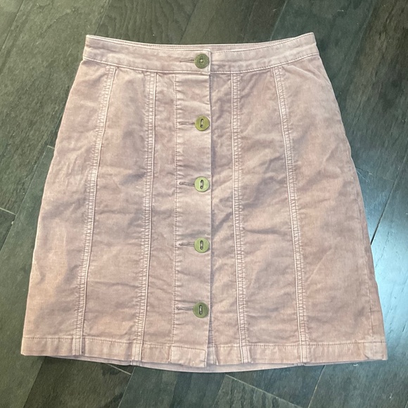 Anthropologie Pilcro & The Letterpress Corduroy Gallery Skirt Dusty Rose Mauve - Picture 1 of 7